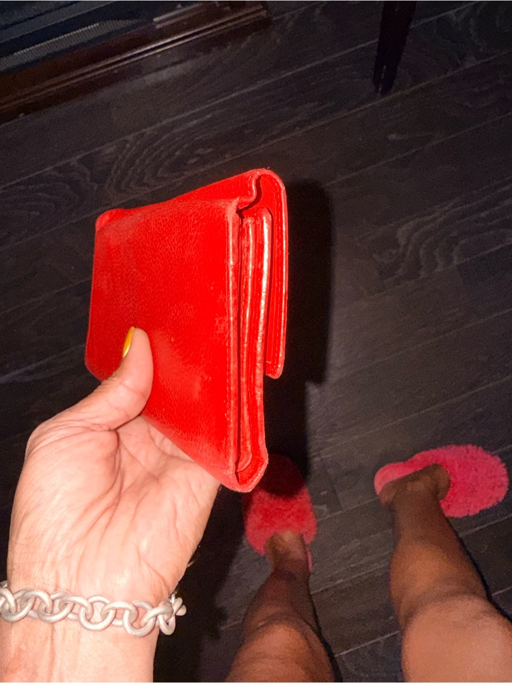 MCM Red Pebbled Leather Continental Wallet with Gold Accents - Picture 4 of 12